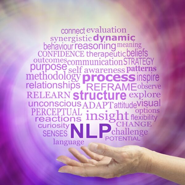 Words associated with Neuro Linguistic Programming - female hand