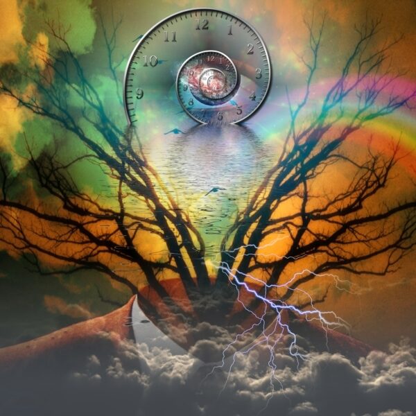 Surreal artisitc image with time spiral